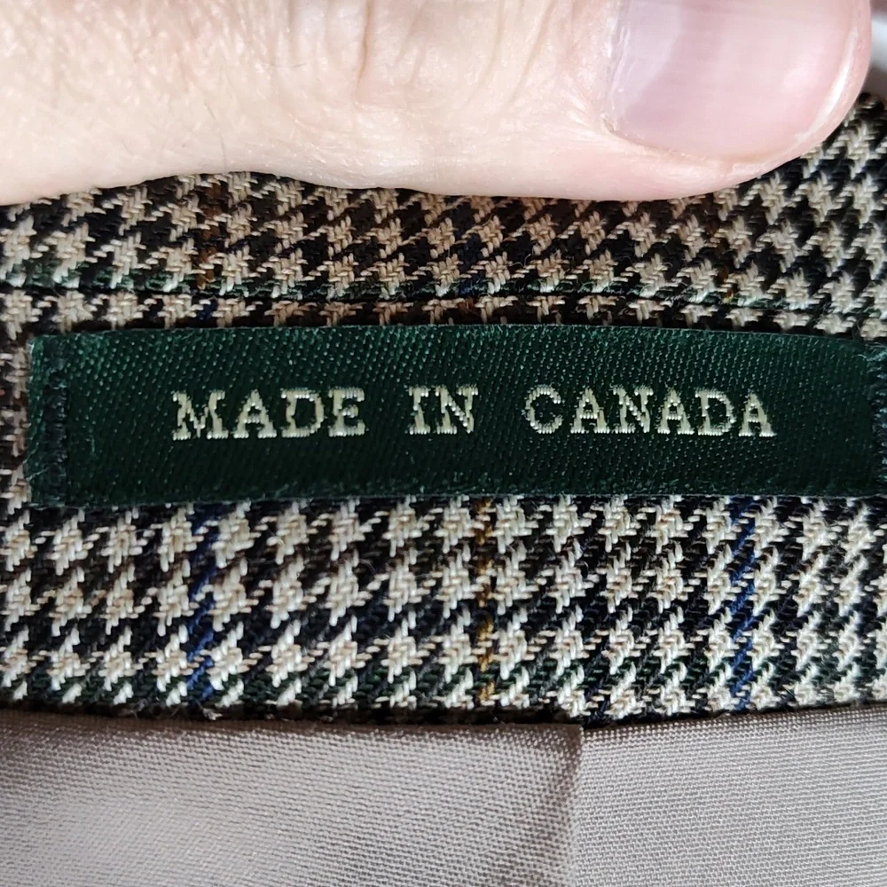 Wool Houndstooth 2 Button Single Breast Single Vent Excellent Condition